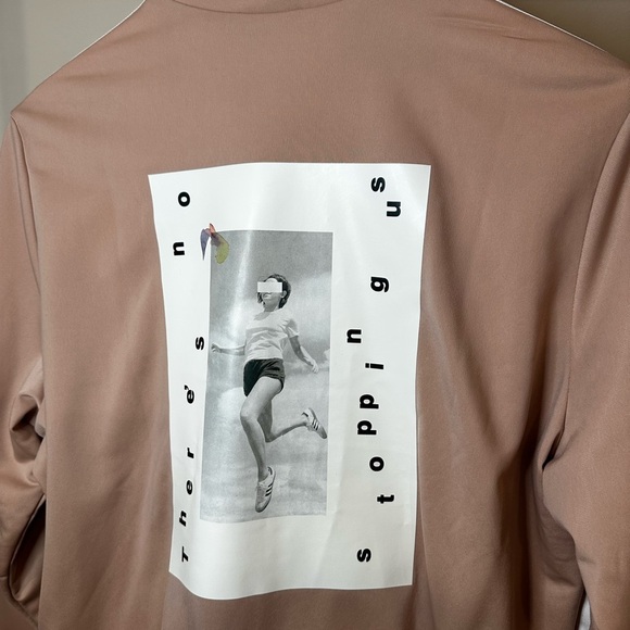 Adidas Beige Track Jacket with White Stripes - Picture 4 of 6